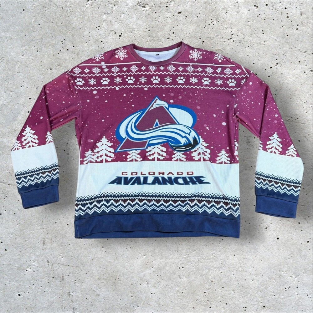 Colorado Avalanche Ugly Christmas Sweater Men's Large NHL Hockey Crewneck Knit